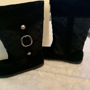 Coach Meyer Signature Black Suede Boots 